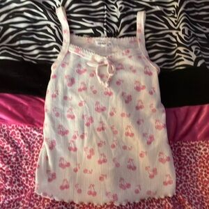 Cherry tank top cropped at the higher waist